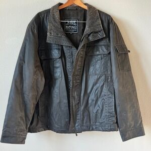 Buffalo David Bitton Waxed Canvas Utility Jacket Size 3X Dark Brown Military
